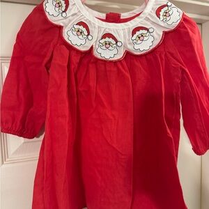 Charming Red Santa Collar Kids Blouse